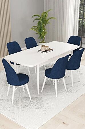 Rovena Kaf Beyaz 80x132 Açılabilir Suntalam Yemek Odası Takımı 6 Adet Sandalye