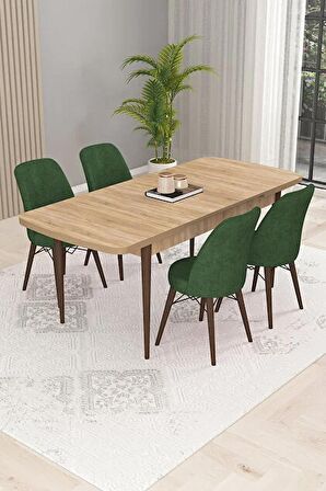Rovena Kaf Meşe 80x132 Açılabilir Suntalam Yemek Odası Takımı 4 Adet Sandalye