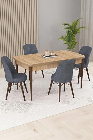 Rovena Kaf Meşe 80x132 Açılabilir Suntalam Yemek Odası Takımı 4 Adet Sandalye