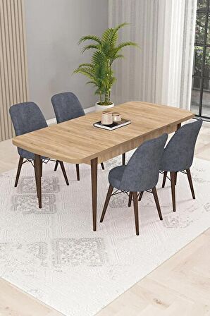 Rovena Kaf Meşe 80x132 Açılabilir Suntalam Yemek Odası Takımı 4 Adet Sandalye