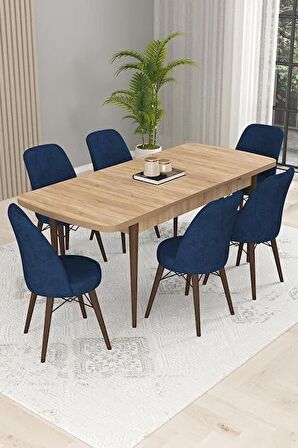 Rovena Kaf Meşe 80x132 Açılabilir Suntalam Yemek Odası Takımı 6 Adet Sandalye