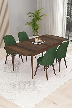 Rovena Kaf Barok 80x132 Açılabilir Suntalam Yemek Odası Takımı 4 Adet Sandalye