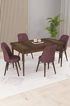 Rovena Kaf Barok 80x132 Açılabilir Suntalam Yemek Odası Takımı 4 Adet Sandalye