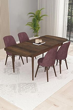 Rovena Kaf Barok 80x132 Açılabilir Suntalam Yemek Odası Takımı 4 Adet Sandalye