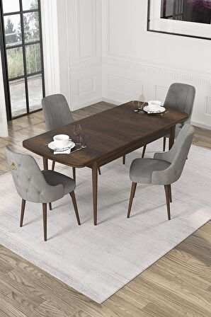 Rovena Mateo Barok 80x132 Açılabilir Suntalam Yemek Odası Takımı 4 Adet Sandalye