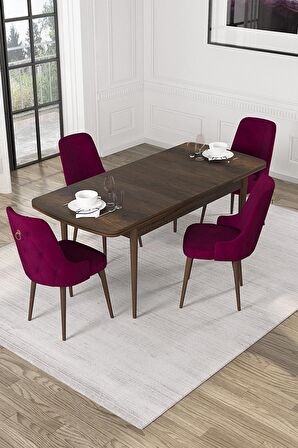 Rovena Mateo Barok 80x132 Açılabilir Suntalam Yemek Odası Takımı 4 Adet Sandalye