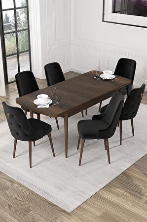 Rovena Mateo Barok 80x132 Açılabilir Suntalam Yemek Odası Takımı 6 Adet Sandalye