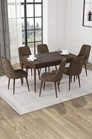 Rovena Mateo Barok 80x132 Açılabilir Suntalam Yemek Odası Takımı 6 Adet Sandalye