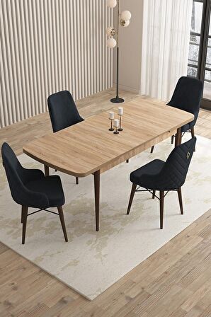 Rovena Queen Meşe 80x132 Açılabilir Suntalam Yemek Odası Takımı 4 Adet Sandalye