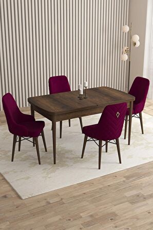 Rovena Queen Barok 80x132 Açılabilir Suntalam Yemek Odası Takımı 4 Adet Sandalye
