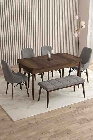 Rovena Queen Barok 80x132 Açılabilir Suntalam Yemek Odası Takımı 4 Adet Sandalye+1 Bench