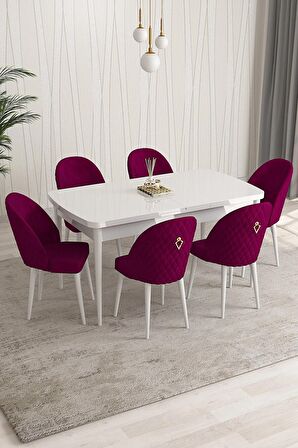 Rovena Modica Beyaz 80x132 Açılabilir Suntalam Yemek Odası Takımı 6 Adet Sandalye