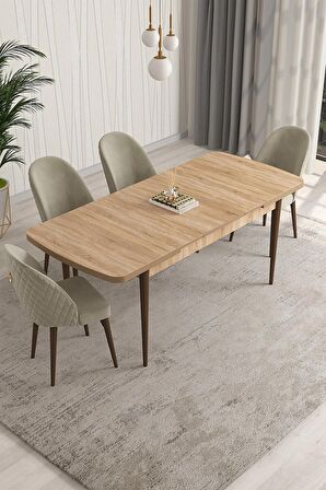Rovena Modica Meşe 80x132 Açılabilir Suntalam Yemek Odası Takımı 4 Adet Sandalye