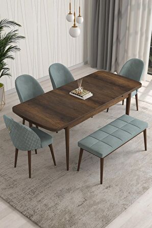 Rovena Modica Barok 80x132 Açılabilir Suntalam Yemek Odası Takımı 4 Adet Sandalye+1 Bench
