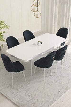 Rovena Olbia Beyaz 80x132 Açılabilir Suntalam Yemek Odası Takımı 6 Adet Sandalye
