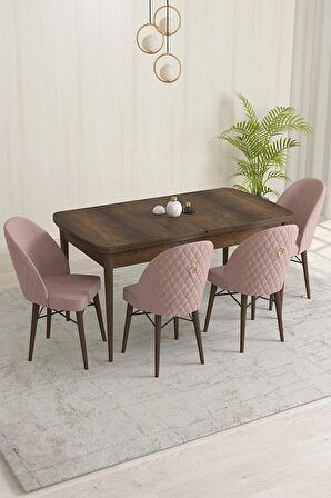 Rovena Olbia Barok 80x132 Açılabilir Suntalam Yemek Odası Takımı 4 Adet Sandalye