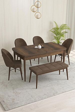 Rovena Olbia Barok 80x132 Açılabilir Suntalam Yemek Odası Takımı 4 Adet Sandalye+1 Bench