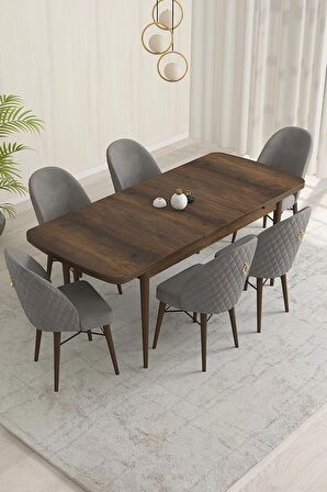 Rovena Olbia Barok 80x132 Açılabilir Suntalam Yemek Odası Takımı 6 Adet Sandalye