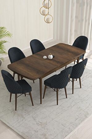 Rovena Olbia Barok 80x132 Açılabilir Suntalam Yemek Odası Takımı 6 Adet Sandalye