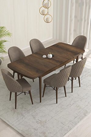 Rovena Olbia Barok 80x132 Açılabilir Suntalam Yemek Odası Takımı 6 Adet Sandalye