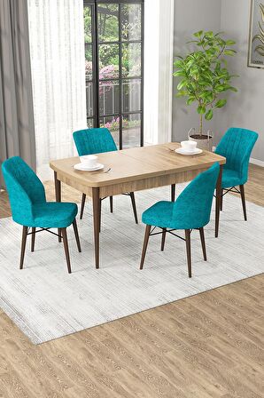 Rovena Novana Meşe 80x132 Açılabilir Suntalam Yemek Odası Takımı 4 Adet Sandalye