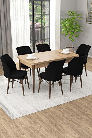 Rovena Novana Meşe 80x132 Açılabilir Suntalam Yemek Odası Takımı 6 Adet Sandalye