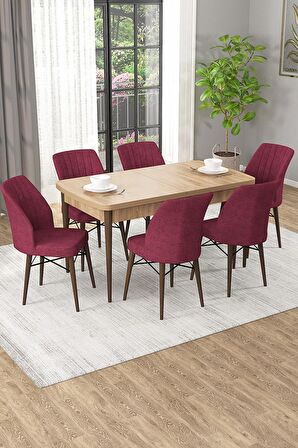 Rovena Novana Meşe 80x132 Açılabilir Suntalam Yemek Odası Takımı 6 Adet Sandalye