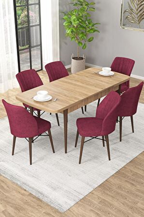 Rovena Novana Meşe 80x132 Açılabilir Suntalam Yemek Odası Takımı 6 Adet Sandalye