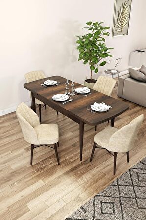 Rovena Novana Barok 80x132 Açılabilir Suntalam Yemek Odası Takımı 4 Adet Sandalye