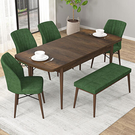 Rovena Novana Barok 80x132 Açılabilir Suntalam Yemek Odası Takımı 4 Adet Sandalye + 1 Bench