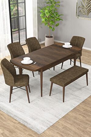 Rovena Novana Barok 80x132 Açılabilir Suntalam Yemek Odası Takımı 4 Adet Sandalye + 1 Bench