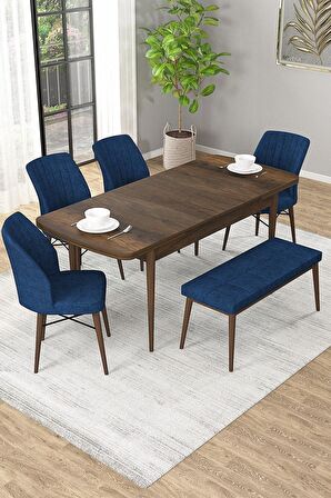 Rovena Novana Barok 80x132 Açılabilir Suntalam Yemek Odası Takımı 4 Adet Sandalye + 1 Bench