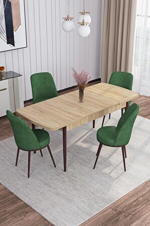 Rovena Marin Meşe 80x132 Açılabilir Suntalam Yemek Odası Takımı 4 Adet Sandalye