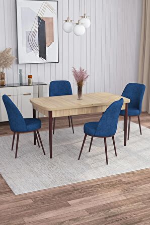 Rovena Marin Meşe 80x132 Açılabilir Suntalam Yemek Odası Takımı 4 Adet Sandalye