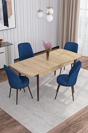 Rovena Marin Meşe 80x132 Açılabilir Suntalam Yemek Odası Takımı 4 Adet Sandalye