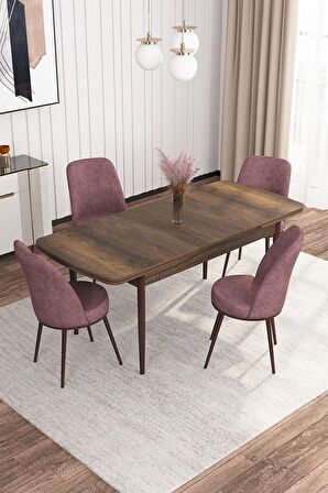 Rovena Marin Barok 80x132 Açılabilir Suntalam Yemek Odası Takımı 4 Adet Sandalye