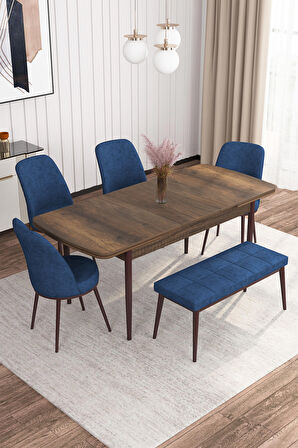 Rovena Marin Barok 80x132 Açılabilir Suntalam Yemek Odası Takımı 4 Adet Sandalye + 1 Bench