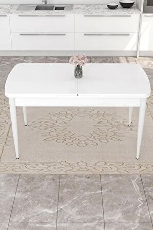 Rovena Zayn Beyaz 80x132 Açılabilir Suntalam Yemek Odası Takımı 4 Adet Sandalye + 1 Bench