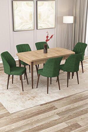 Rovena Zayn Meşe 80x132 Açılabilir Suntalam Yemek Odası Takımı 6 Adet Sandalye