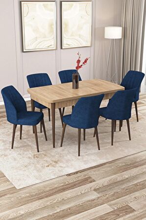 Rovena Zayn Meşe 80x132 Açılabilir Suntalam Yemek Odası Takımı 6 Adet Sandalye