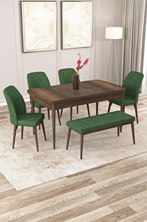 Rovena Zayn Barok 80x132 Açılabilir Suntalam Yemek Odası Takımı 4 Adet Sandalye + 1 Bench