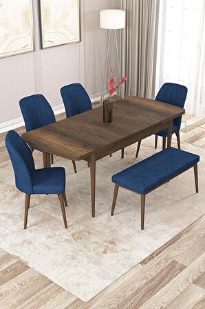 Rovena Zayn Barok 80x132 Açılabilir Suntalam Yemek Odası Takımı 4 Adet Sandalye + 1 Bench