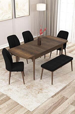 Rovena Zayn Barok 80x132 Açılabilir Suntalam Yemek Odası Takımı 4 Adet Sandalye + 1 Bench