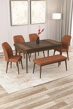 Rovena Zayn Barok 80x132 Açılabilir Suntalam Yemek Odası Takımı 4 Adet Sandalye + 1 Bench
