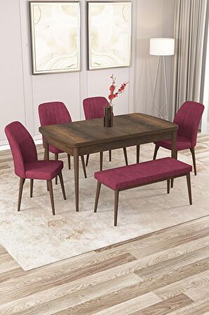 Rovena Zayn Barok 80x132 Açılabilir Suntalam Yemek Odası Takımı 4 Adet Sandalye + 1 Bench