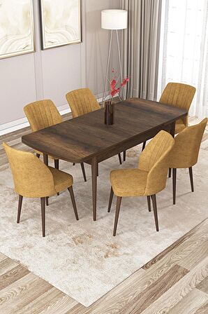 Rovena Zayn Barok 80x132 Açılabilir Suntalam Yemek Odası Takımı 6 Adet Sandalye