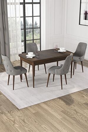 Rovena Alya Barok 80x132 Açılabilir Mdf Mutfak Masası Takımı 4 Adet Sandalyelya