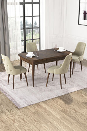 Rovena Alya Barok 80x132 Açılabilir Mdf Mutfak Masası Takımı 4 Adet Sandalye