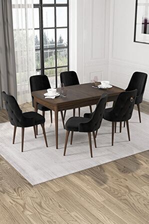 Rovena Alya Barok 80x132 Açılabilir Mdf Mutfak Masası Takımı 6 Adet Sandalye