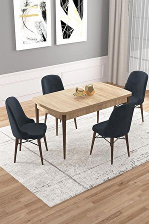 Rovena Vals Meşe 80x132 Açılabilir Mdf Mutfak Masası Takımı 4 Adet Sandalye
